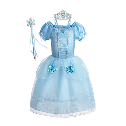 Girls Princess Dress Kids Cinderella Snow White Aurora Sofia Rapunzel Cinderella Halloween Costume Children Birthday Party Dress