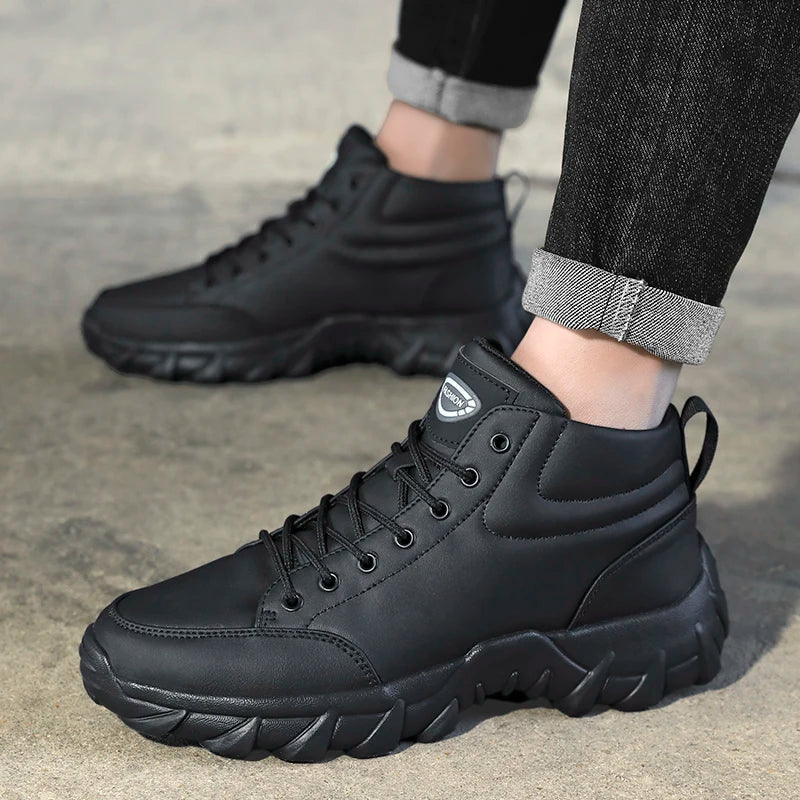Men Running Shoes Men Sneakers Anti-slip Handmade Leather Casual Ankle Boots Breathable Men's Walking Lace Up Lightweigh Boots