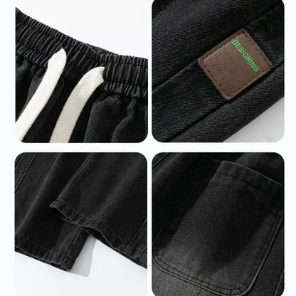 8XL New Wide Leg Washing Jean Pants Men Trousers Neutral Solid Color Loose Casual Straight Outdoor Fashion Plus Size Pants