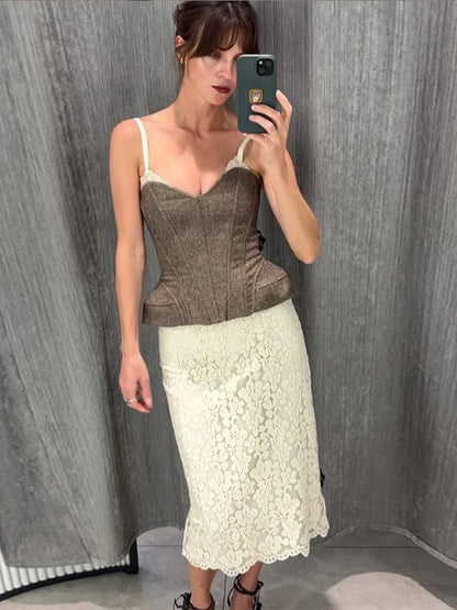 Women's Vest Spaghetti Strap Corset Top Street Female Panelled V-neck Sleeveless Backless Slim Party Evening Tops New Streetwear