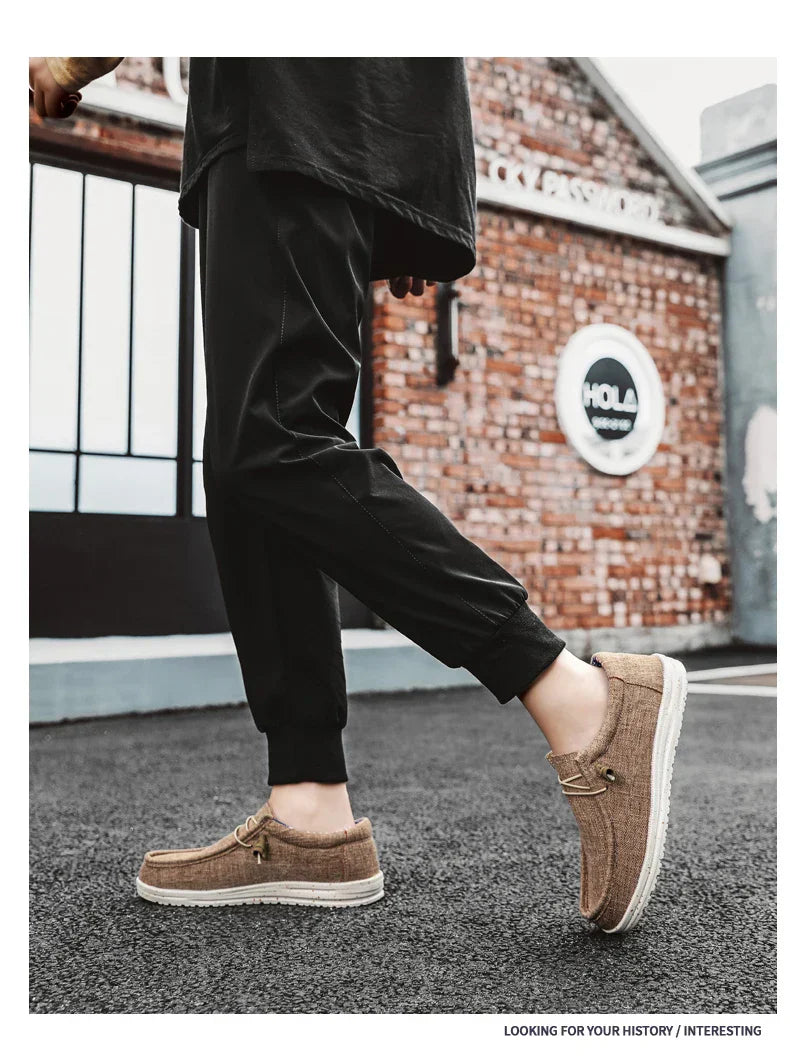 Brand Men Casual Shoes Fashion Denim Canvas Shoes Breathable Men Walking Flat Shoes Outdoor Large Size Light Men's Shoes Loafers