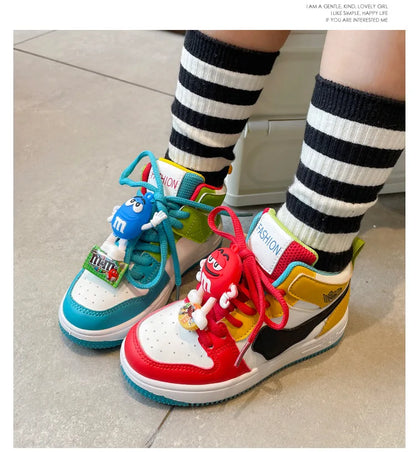 Boys Girls Shoes Board Shoes Children Casual Shoes New Four Seasons Kids Single Sneaker Mandarin Ducks Basketball Sports Shoes