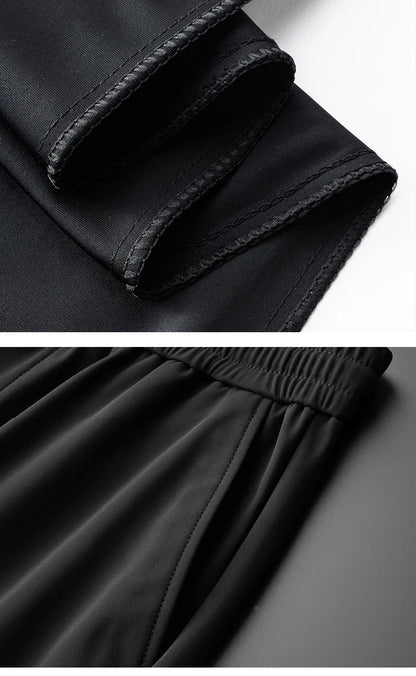 High Quality Ice Silk Stretch New Brand Casual Fashion Elastic Strappy Long Pants Street Style Pencil Teens Trousers Men Clothes
