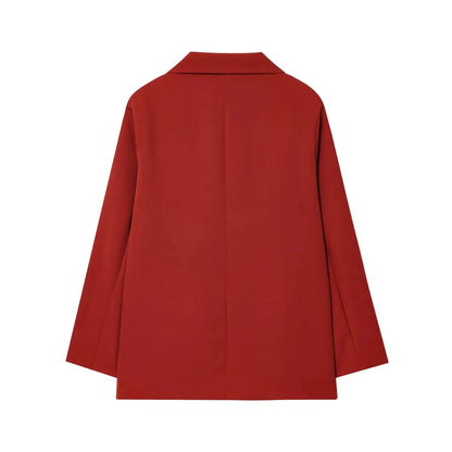 Fall Elegant Lady Commute Blazer Lapel Double-breasted Blazer Coat 2025 Spring Autumn Fashion Minimalist Office Women Blazer