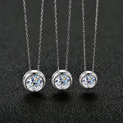 Certified Solitaire Bubble Moissanite Necklace For Women 925 Sterling Silver Chain Necklaces Jewelry Collare Mujer