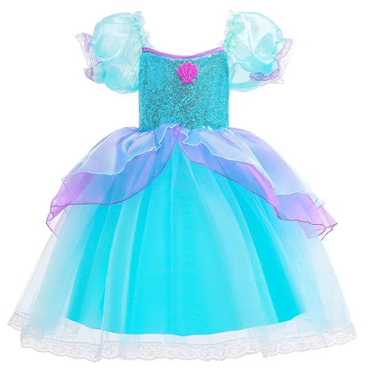 Mermaid Dress Girls Kids Cosplay Dresses Princess Costume Perform Clothes Birthday Party Halloween Clothing