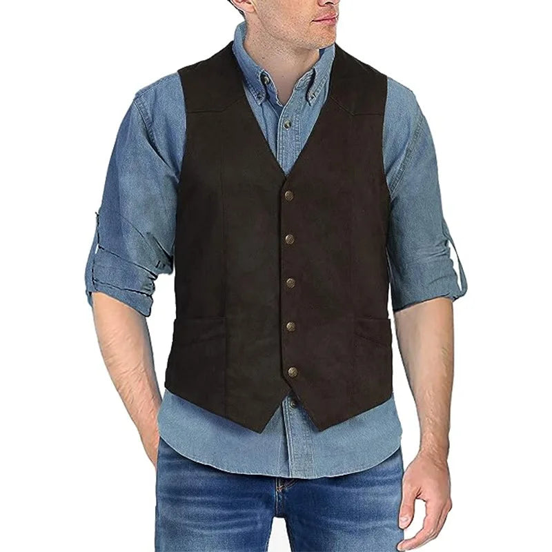 Plus Size Men's Suit Vest V-neck vest Slim Fit Casual Formal Business Dress Groomsman Outfit Retro New Waistcoat