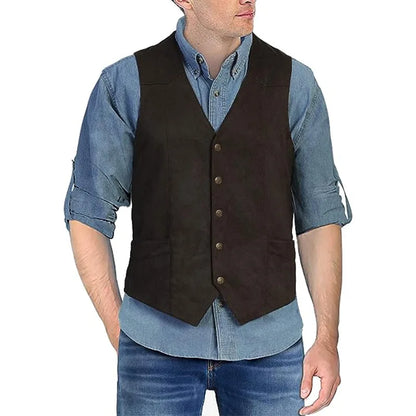 Plus Size Men's Suit Vest V-neck vest Slim Fit Casual Formal Business Dress Groomsman Outfit Retro New Waistcoat