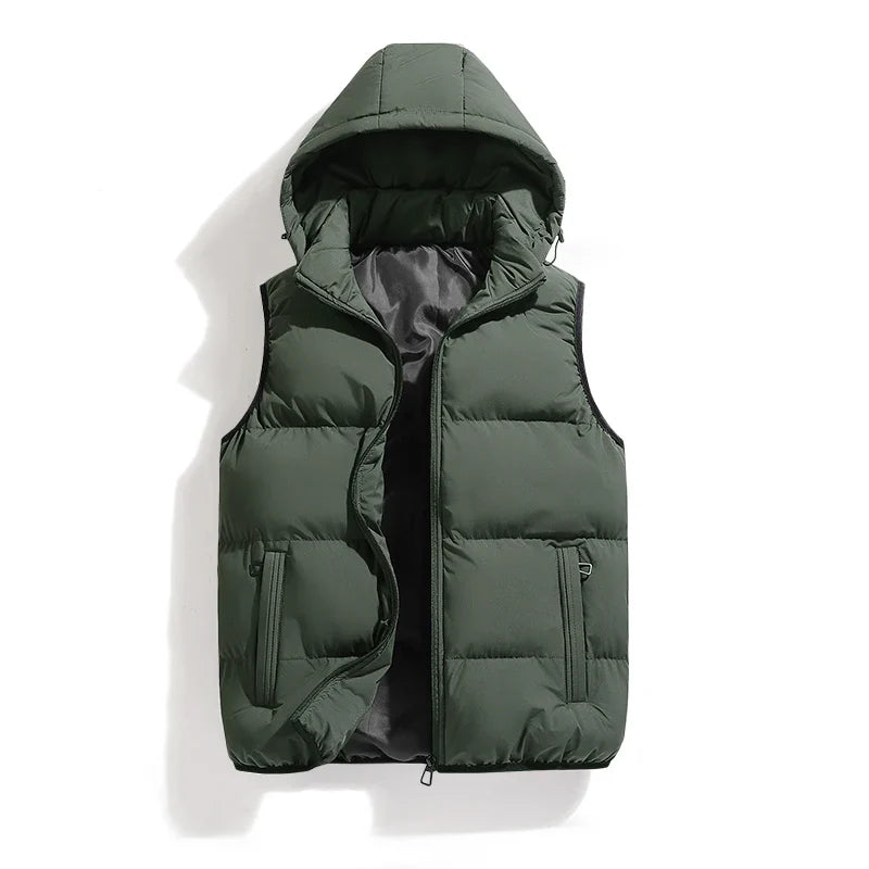 Mens Vest Jacket Warm Sleeveless Jackets Winter Waterproof Zipper Coat Autumn Stand-up Collar Casual Waistcoat Brand Clothing