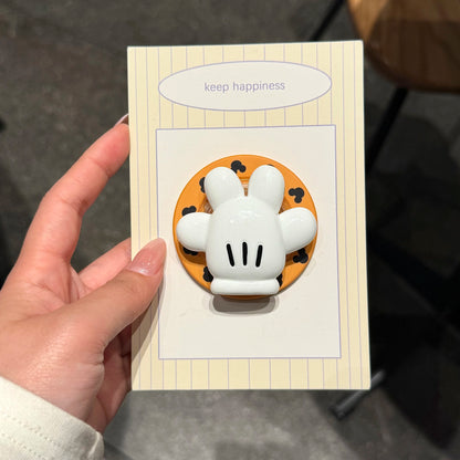 Cute Mickey Glove For Magnetic Phone Case with Stand 3D Hand Shape Grip Holder for 17 16 15 14 13 Pro Max  Disney Cartoon Cover.