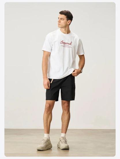 2026 Summer New Oversize 230gsm Sorona Cool Feeling Fabric Men Fashion Letter Print Tops High Quality Tees