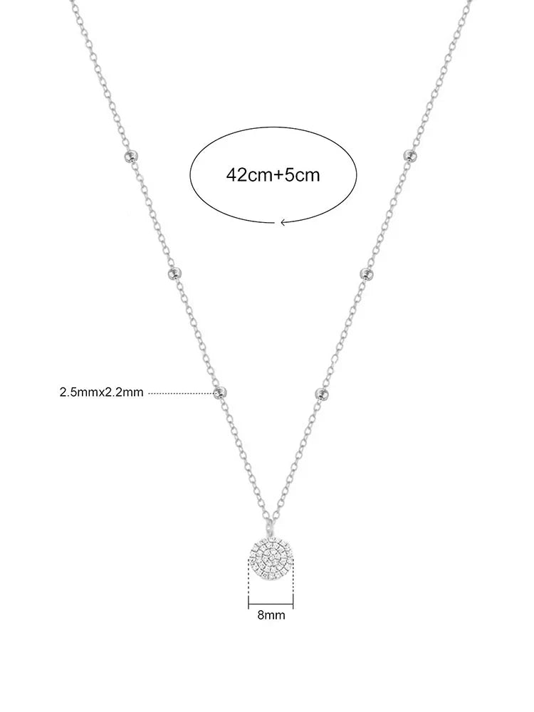925 Sterling Silver Fashion Shiny Round Beads Halo Zircon Necklace For Women Engagement Wedding High Quality Fine Jewelry