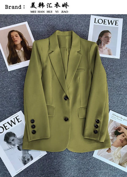 Elegant Office Lady Blazers for Women 2025 Fashion Long Sleeve Single Button Blazer Coats Female Top Suit Jackets Outerwears
