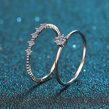 3mm Moissanite Ring Set Silver 925 Brilliant Cut 0.1 Carat Diamond Test Past D Color Moissanites Rings Original Jewelry