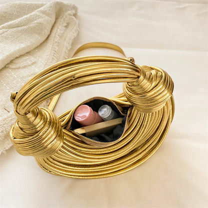 MOODS Luxury Evening Purses For Women Golden Noodle Knot Design Dinner Party Clutch Bag 2023 Luxury Designer Purses And Handbags