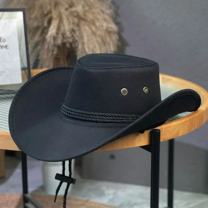 Fashion Western Style Western Cowboy Hat Ethnic Style Large Brim Felt Fedora Hats Jazz Hat Unisex
