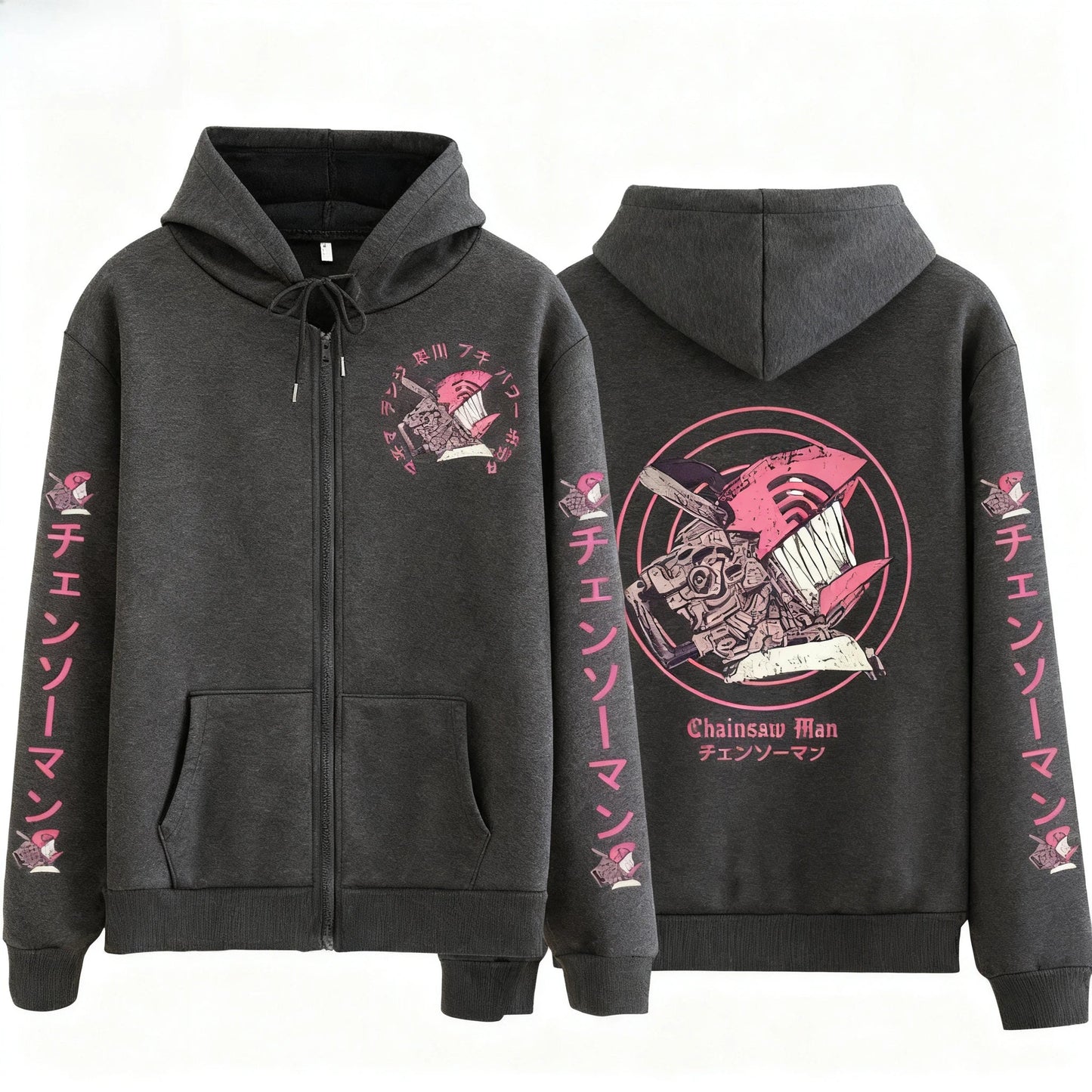 Chainsaw Man Men's And Women's Zipper Coat Hoodie Sweater Long-sleeved Jacket Pochita Anime Spring And Autumn Top Winter