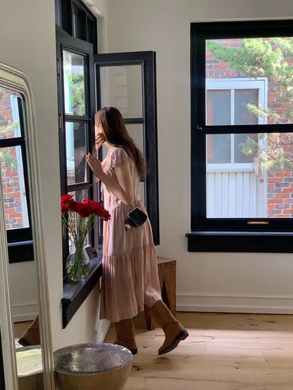 Spring 2025 Chic A-Line Dr Korean Sle Long Svel Women's Faionable Gown Ele Personali Commute Suitable Dr