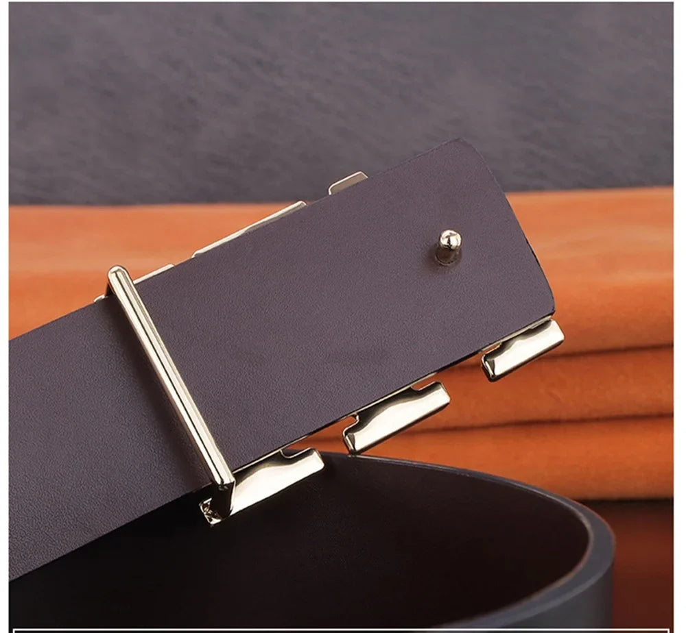 Men Belt Fashionable Simple Letter Buckle Reversible Male Belt for Men 3.8cm Luxury Good Quality