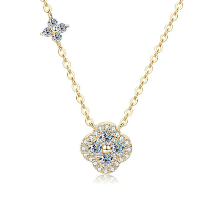 Delicate Lucky Four-leaf Clover Pendant Necklace For Women Certified 3mm Moissanite Necklace Wedding Party Jewelry Gift