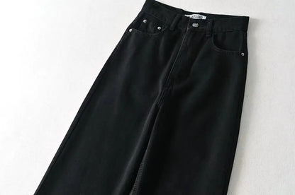 Women's High Waist Jeans 2025 Spring Fall Relaxed Straight Leg Raw Hem Floor-Length Vintage Inspired Daily Uniform