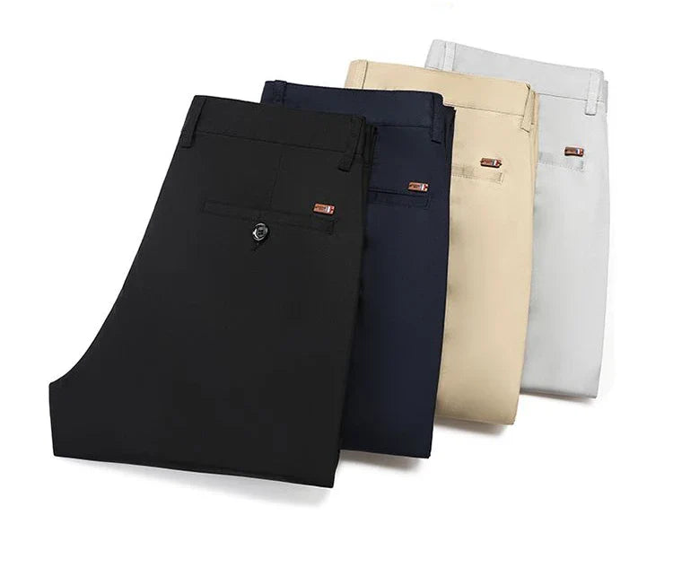 Bamboo Fiber Business Straight Pants Men's Summer Thin Classic Design Office Dress Breathable Casual Formal Trouser Man Clothes