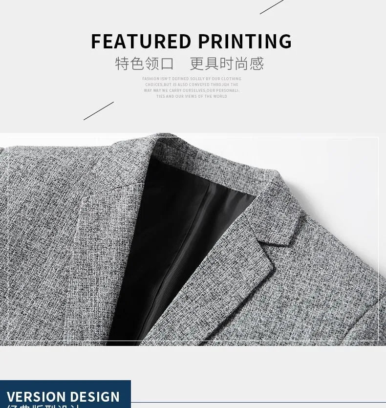 New Summer and Autumn Linen Thin Breathable and Sun-Protective Suit Jacket with Inner Lining, Slimming Middle-Aged Men's Suit
