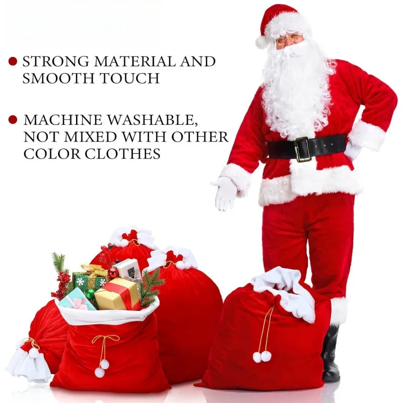 Santa Beard Christmas Costume Set,3pcs/set (Santa Claus Fake Long Beard and Hat,Storage Bag),Santa Beard Costume Accessories