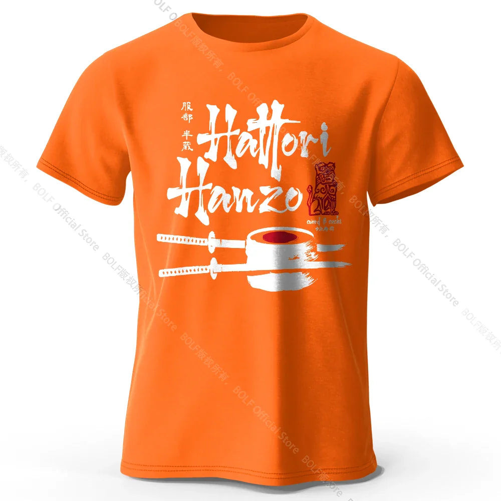 Men's Hattori Hanzo Printed T-Shirt 100% Cotton Oversized Ninja Graphic Tees for Women Summer Tops Samurai Streetwear