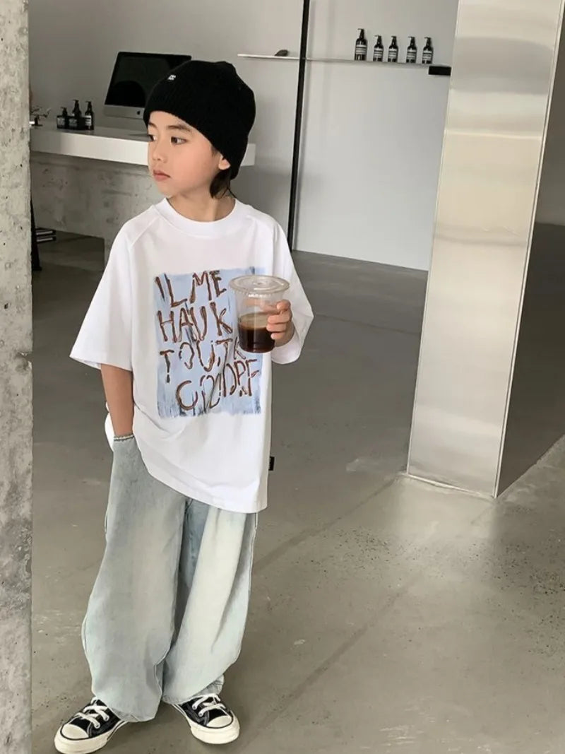 2026 Summer New Boys' Short Sleeved T-Shirt Cotton Baby Boy Summer Casual Tops Stylish Design