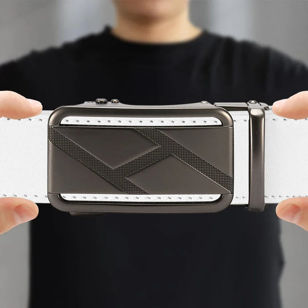 Brand Leather Belts for Men 105cm-135cm Automatic Belt with Ratchet Strap Top Quality Belts Luxury Belts for Men