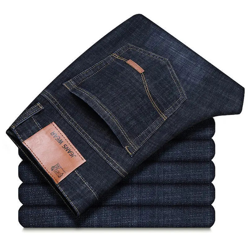 Hot Selling Mens Stretch Jeans Men Classic Business Jeans Male Fashionable Comfortable Solid Color Slim Straight Leg Denim Pants