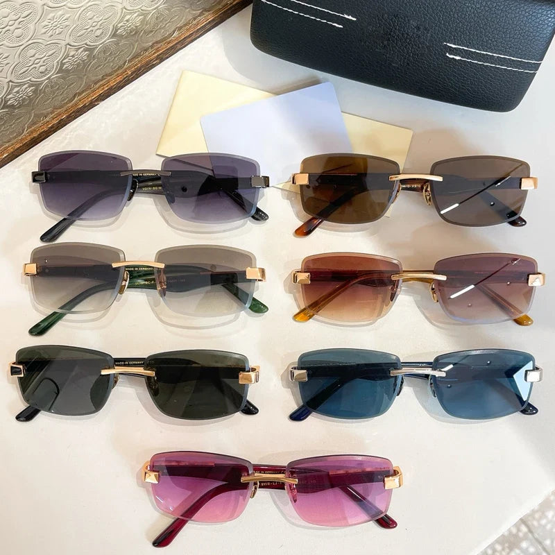 Fashion Street Rectangle Sunglasses 129 Alloy Germany Trendy Top Quality Original Design Classical Irregular Acetate UV400 Men