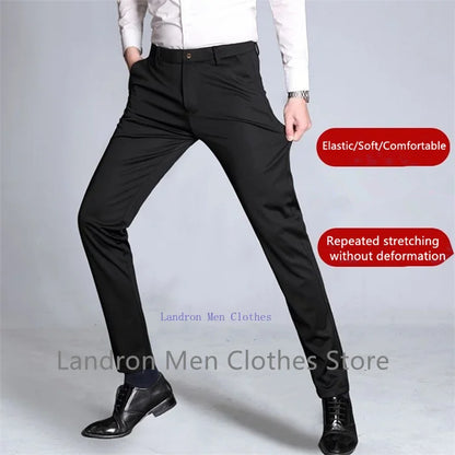 Formal Dress Suit Pants Tall Men 190CM Business Black Blue Plus Size 40 42 44 46 Extra Long Lengthened Straight Office Trousers
