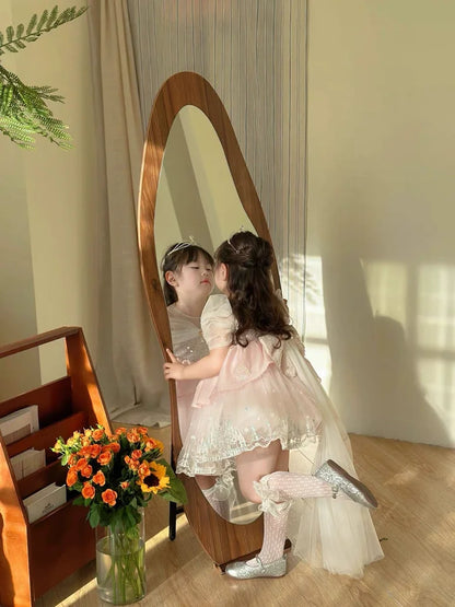 Sweet Baby Girls Princess Lolita Dress Kids 2026 New Summer Fashion Sequined Tulle Embroidery Puff Sleeve Performance Tutu Dress