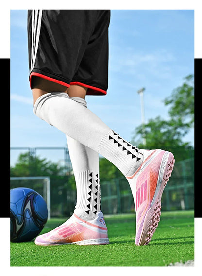 Without-Lace Mens Soccer Shoes f50 SLIP-ON Non-Slip Turf Soccer Cleats TF BOYS FG Training Football Boots Chuteira Campo 35-45