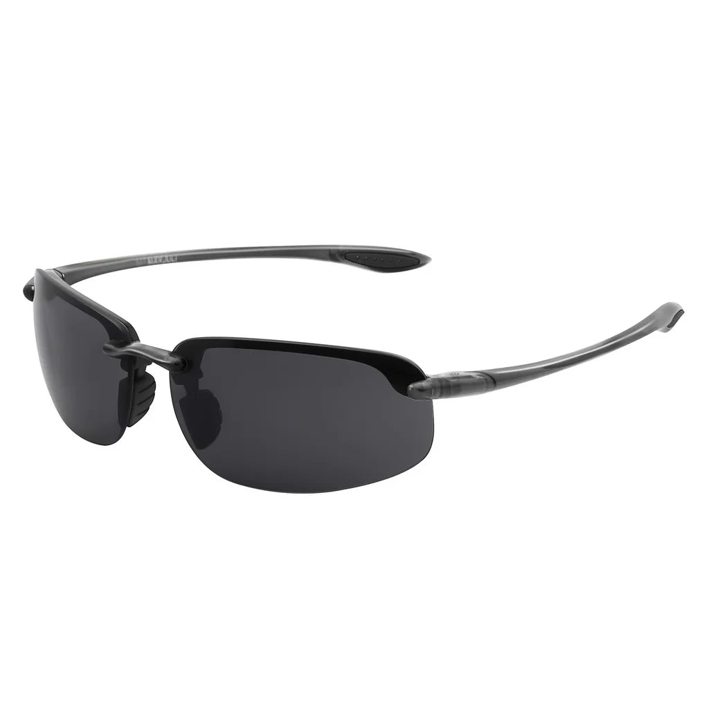 Rimless Polarized Sports Sunglasses Men&Women Tr90 Frame for Running Fishing Baseball Driving （8001）
