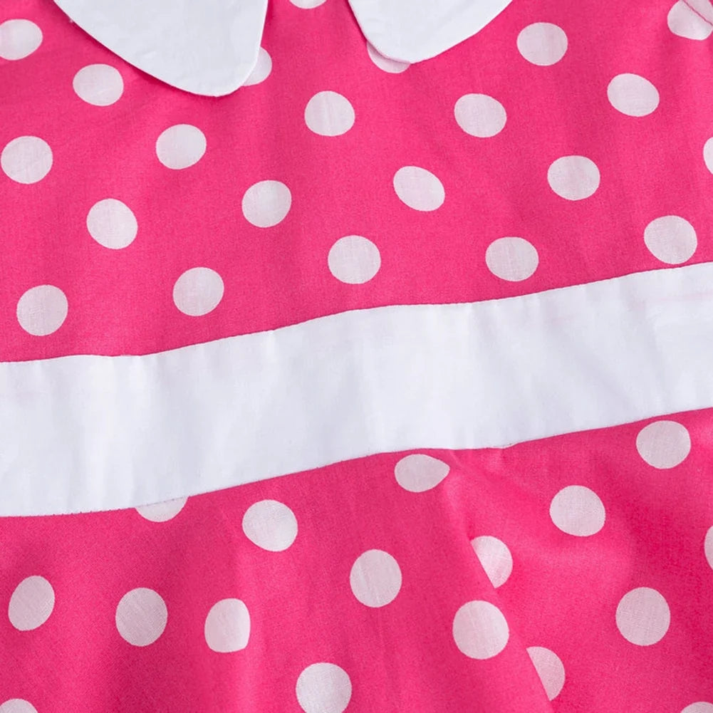 LPATTERN Girls' Vintage Rockabilly Dress Party Retro Polka Dot Floral Pattern A-line Dresses Pleated Skirt Knee-Length for 4-10Y