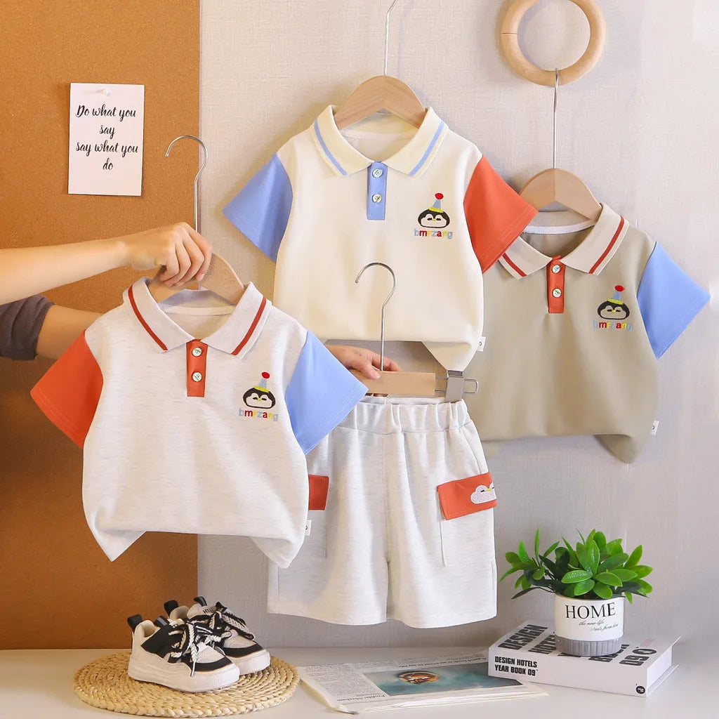New Toddler Summer Baby Boys/Girls Clothes Sets Children Cartoon T-Shirt + Shorts 2Pcs/Set Infant Kids Fashion Cotton Tracksuits