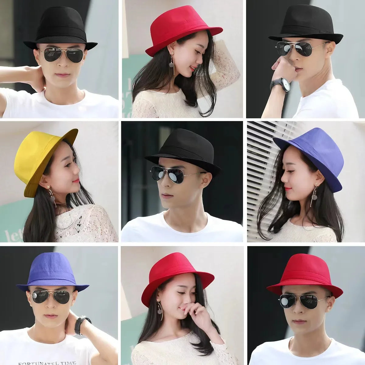 Summer Solid Bright Color Sun Hat British Jazz Hat Top Hat Men's Top Hat Winter Middle-aged and Elderly Jazz Warm Hat Fedora Hat