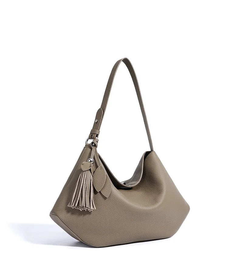 2026 Hot Top Grain Leather Spacious Tote Bag Fashionable Underarm Single Shoulder Crossbody Bag Women Chic Shopping Hobo Handbag