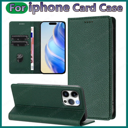 Flip Case For iPhone 16 Pro 15 14 Plus 13 11 Pro Max 12 Mini XR XS 7 8 6S Card holder Magnetic Leather Wallet Satnd Phone Cover