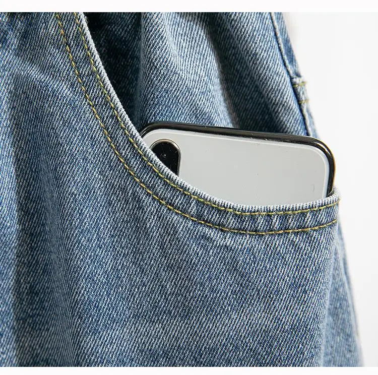 High Waist Wide Leg Cotton Denim Dstring Loose Fit Women's Autumn 2024 Slimming Effect Pure Cotton Casual Trousers