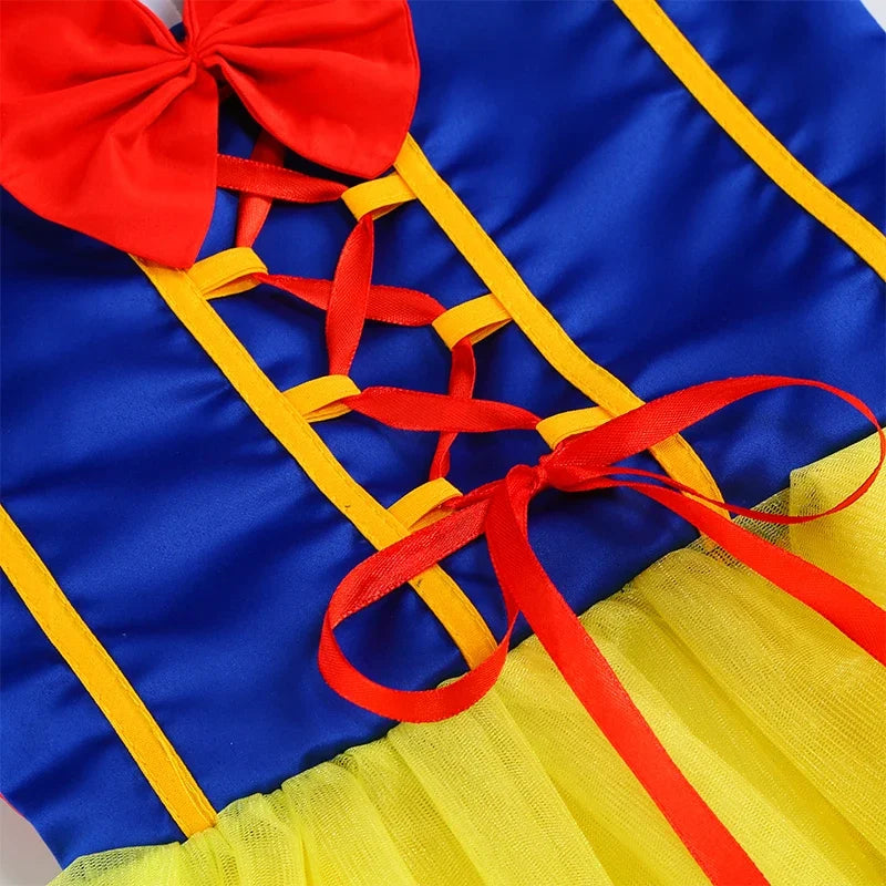 2025 Girls Disney Princess Dress Snow White With Cape Kids Cosplay Halloween Birthday Costumes Children Party Dress 10Y Clothes