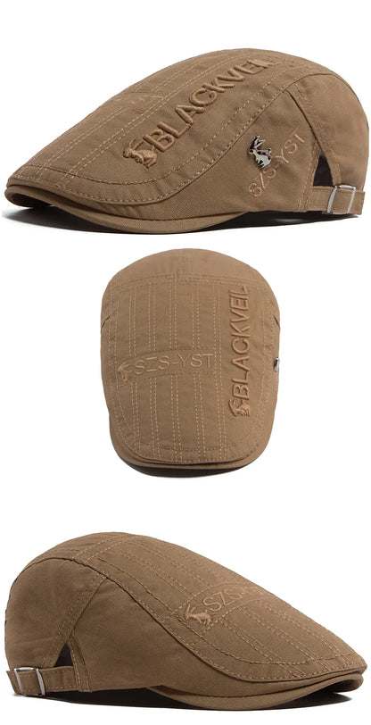 Men Beret Fashion Rabbit Embroidery Flat Caps Spring Summer Visor For Male Fashion Vintage Newsboy Cap Casual Berets Adjustable