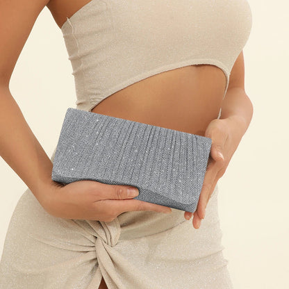 Women Shiny Crossbody Bag Elegant Sparkle Shoulder Bags Clutch Bag Fashion Chain Tote Handbag Ladies Chic Evening Wedding Clutch