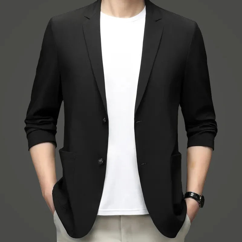 New Summer Man Thin Sunscreen Blazers Jackets Solid Business Casual Suits Coats Male Slim Elastic Blazers Jackets  Clothing 4XL
