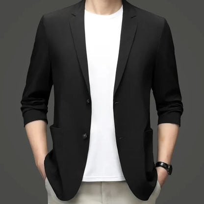 New Summer Man Thin Sunscreen Blazers Jackets Solid Business Casual Suits Coats Male Slim Elastic Blazers Jackets  Clothing 4XL