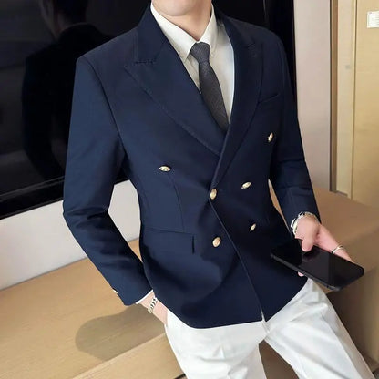 2023 Classic Luxury Mens  Double Breasted Suit Jacket Groom Wedding Tuxedos Business Casual Blazer Social Club Outfits Suit Coat