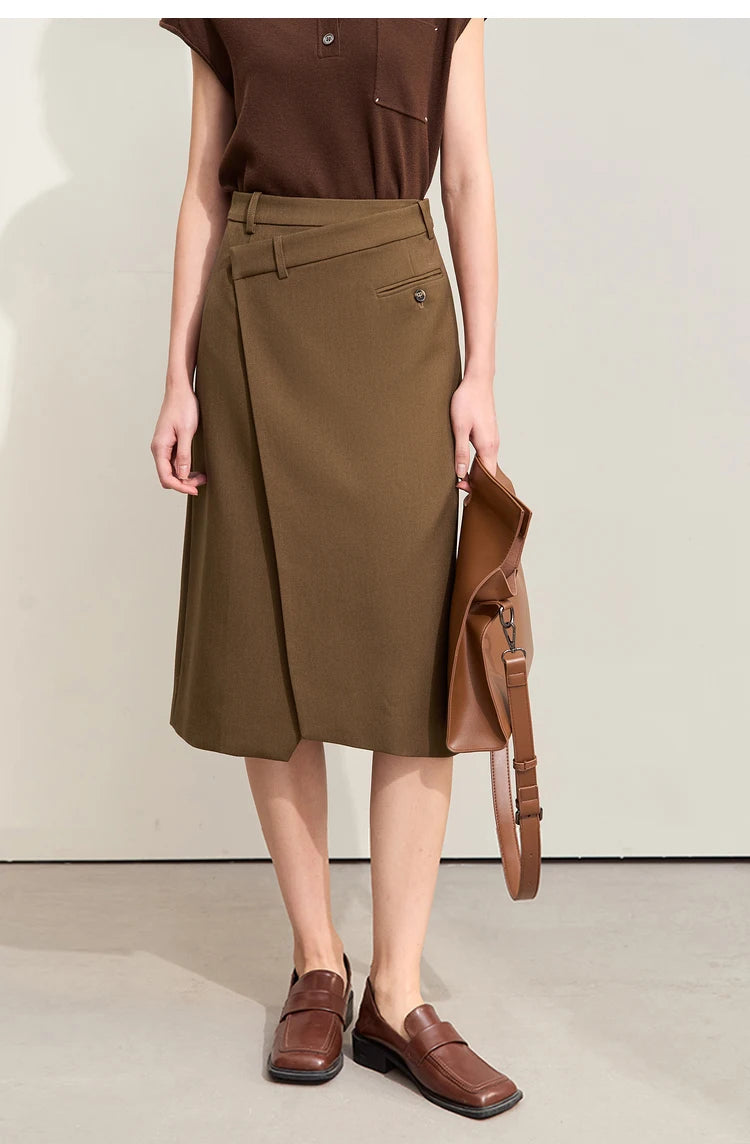 Minimalism 2024 Autumn Skirts for Women New Commuter Intellectual One-piece Wrap A-line Solid Slim Blazer Skirt 12443019